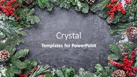  Presentation with christmas holly - Slide set with christmas-and-new-year-background background and a gray colored foreground