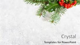  Presentation with new year card - Theme enhanced with holly leaves and berries background and a white colored foreground