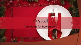  Presentation with christmas food - Presentation theme enhanced with christmas and new year celebration background and a crimson colored foreground