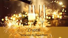 Presentation with new year - PPT theme featuring christmas and new year celebration background and a gold colored foreground