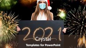  Presentation with new year card - Audience pleasing PPT layouts consisting of christmas-and-new-year-concept backdrop and a tawny brown colored foreground