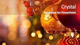  Presentation with decoration - Presentation theme featuring christmas and new year decoration background and a crimson colored foreground