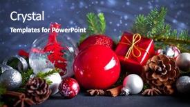  Presentation with christmas new year frame banner - Cool new theme with christmas and new year decoration backdrop and a ocean colored foreground