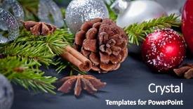  Presentation with christmas new year frame banner - PPT theme consisting of christmas and new year decoration background and a ocean colored foreground