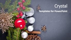  Presentation with merry christmas and new year - Cool new PPT layouts with christmas and new year decoration backdrop and a  colored foreground
