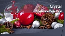 Presentation with christmas new year frame banner - Amazing PPT theme having christmas and new year decoration backdrop and a  colored foreground