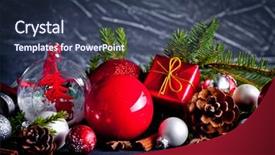  Presentation with christmas new year frame banner - PPT layouts with christmas and new year decoration background and a tawny brown colored foreground