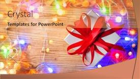  Presentation with design christmas holiday - Presentation design consisting of christmas and new year gift box and decorations baubles and colorful lights garlands over white wood background winter holiday celebration frame design christmas backdrop top view flat lay background and a yellow colored foreground