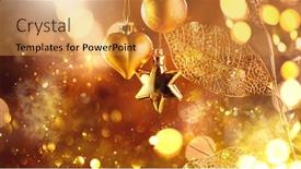  Presentation with design christmas holiday - Beautiful PPT theme featuring christmas-and-new-year-golden backdrop and a gold colored foreground