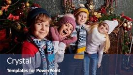  Presentation with christmas kids - Slide set enhanced with christmas-and-new-year-happy background and a ocean colored foreground