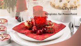  Presentation with christmas dinner - Colorful presentation theme enhanced with christmas-and-new-year-holiday backdrop and a lemonade colored foreground