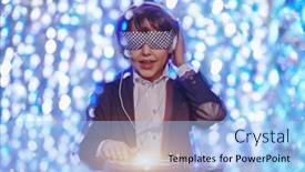  Presentation with christmas party - Colorful slide deck enhanced with christmas-and-new-year-kid backdrop and a light blue colored foreground