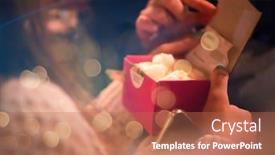  Presentation with christmas party - Amazing presentation design having christmas-and-new-year-office backdrop and a coral colored foreground