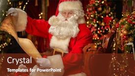  Presentation with checks - Colorful slide deck enhanced with christmas-and-new-year-santa backdrop and a tawny brown colored foreground