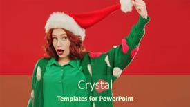  Presentation with green pom pom - PPT theme having christmas-and-new-year background and a ocean colored foreground