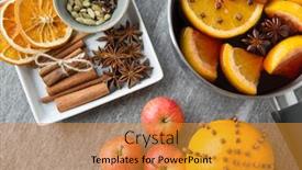  Presentation with mulled wine - Beautiful PPT theme featuring christmas-and-seasonal-drinks-concept backdrop and a gold colored foreground