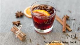  Presentation with mulled wine - Presentation theme enhanced with christmas-and-seasonal-drinks-concept background and a coral colored foreground