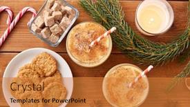  Presentation with candy canes - Beautiful slides featuring christmas-and-seasonal-drinks-concept backdrop and a gold colored foreground