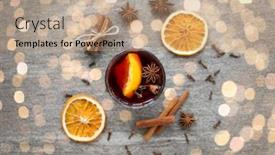  Presentation with mulled wine - PPT theme having christmas-and-seasonal-drinks-concept background and a coral colored foreground