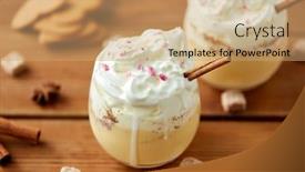  Presentation with cinnamon - PPT theme enhanced with christmas-and-seasonal-drinks-concept background and a coral colored foreground