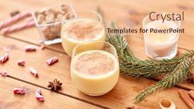  Presentation with candy canes - Presentation design consisting of christmas-and-seasonal-drinks-concept background and a lemonade colored foreground