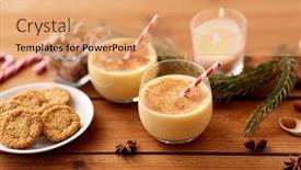  Presentation with candy canes - Presentation design enhanced with christmas-and-seasonal-drinks-concept background and a coral colored foreground