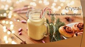  Presentation with cane - PPT theme featuring christmas-and-seasonal-drinks-concept background and a lemonade colored foreground