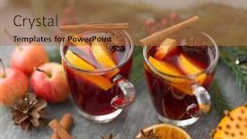  Presentation with mulled wine - Amazing presentation having christmas-and-seasonal-treats-concept backdrop and a coral colored foreground