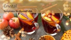  Presentation with orange slice - Colorful theme enhanced with christmas-and-seasonal-treats-concept backdrop and a yellow colored foreground