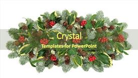  Presentation with christmas holly - PPT theme having christmas and winter natural table background and a tawny brown colored foreground