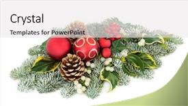  Presentation with christmas holly - Beautiful PPT theme featuring christmas and winter table decoration backdrop and a white colored foreground