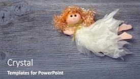  Presentation with christmas angel - PPT theme featuring gold little stars - christmas angel decoration background and a gray colored foreground