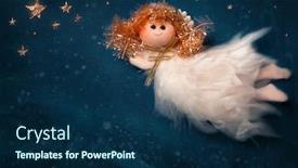  Presentation with flying angel - PPT theme consisting of gold little stars - christmas angel flying background and a navy blue colored foreground