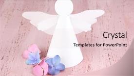  Presentation with christmas angel - Cool new PPT layouts with christmas angel on color wooden backdrop and a  colored foreground