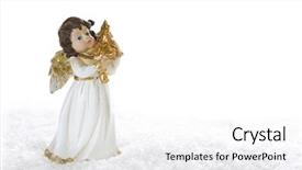 Presentation with christmas angel - Cool new PPT theme with christmas angel playing golden harp backdrop and a  colored foreground