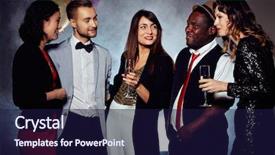  Presentation with night club - PPT theme featuring christmas animations - group of cheerful friends having background and a wine colored foreground