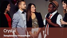  Presentation with night club - PPT layouts with christmas animations - group of joyful young people background and a tawny brown colored foreground