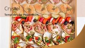  Presentation with appetizers - Slide set consisting of christmas appetizers in the box background and a coral colored foreground