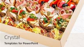  Presentation with appetizers - Slide deck having christmas appetizers in the box background and a lemonade colored foreground