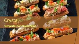  Presentation with appetizers - PPT theme having christmas-appetizers-on-the-stone background and a red colored foreground