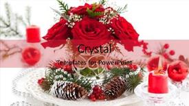  Presentation with christmas red - Presentation theme having christmas arrangement of red roses background and a red colored foreground
