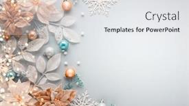  Presentation with leaves flat lay - Slide set consisting of christmas-arrangement-with-festive-baubles background and a white colored foreground