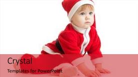  Presentation with baby clothes - Theme consisting of christmas baby in santa's background and a red colored foreground