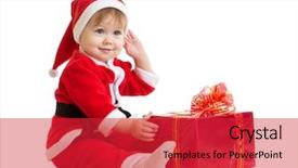  Presentation with baby christmas - Colorful PPT theme enhanced with christmas baby with gift box backdrop and a red colored foreground