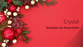  Presentation with new season - Colorful presentation design enhanced with christmas-background-border-with-bauble backdrop and a red colored foreground