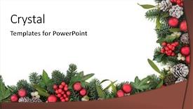  Presentation with holly christmas frame - PPT theme consisting of christmas background border with bauble background and a white colored foreground