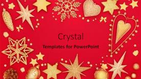  Presentation with gold border - Slide set having christmas background border with gold tree bauble decorations on red background with copy space traditional christmas card for the festive season background and a red colored foreground