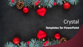  Presentation with spruce - Audience pleasing slides consisting of christmas-background-green-spruce-branches backdrop and a dark gray colored foreground