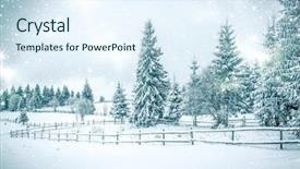  Presentation with christmas magic - Beautiful presentation theme featuring christmas background of snowy winter backdrop and a  colored foreground