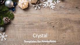  Presentation with pine cone - Amazing slide deck having christmas background on wooden table backdrop and a coral colored foreground